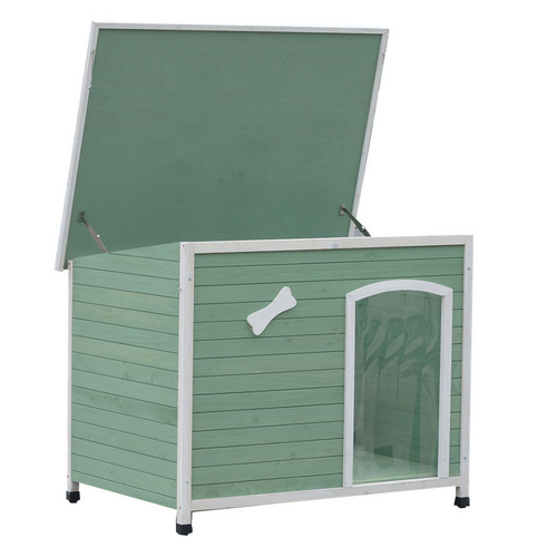 Medium Timber Pet Dog Kennel House Puppy Wooden Timber Cabin With Stripe