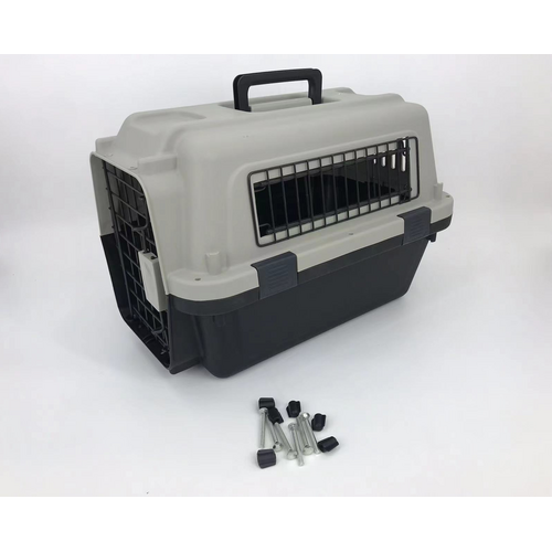 Medium Portable Pet Dog Cat Carrier Travel Bag Cage House Safety Lockable Kennel Grey