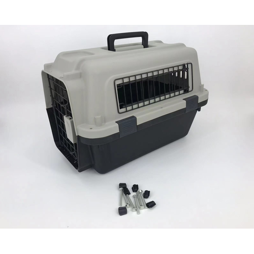 Medium Portable Pet Dog Cat Carrier Travel Bag Cage House Safety Lockable Kennel Grey