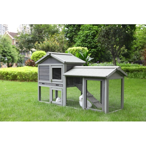 148cm Rabbit Hutch Metal Run Wooden Cage Guinea Pig Cage House