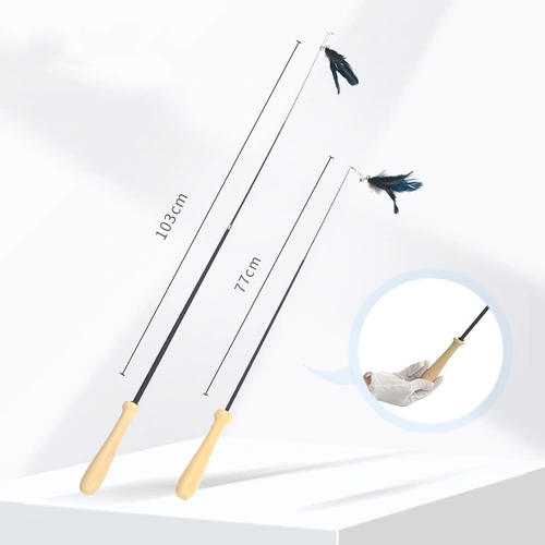  2 X Pet Cat Toys Retractable Feathers Teaser Cat Stick Interactive Play