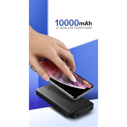 10000mAh  Power bank  with 10W QI Wireless Charging Pad - Black 50578