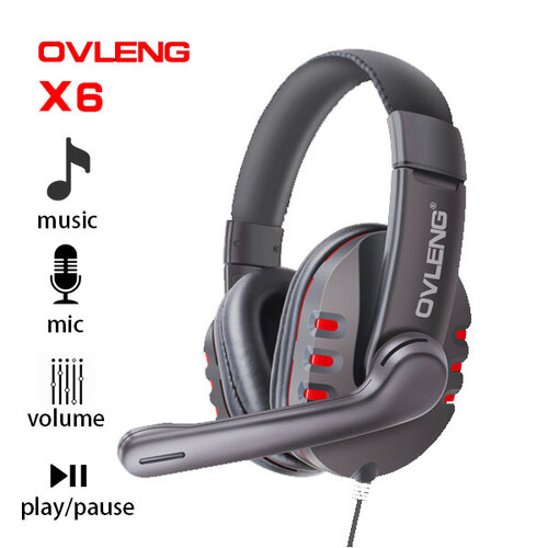 Ovleng X6 Wired Stereo Headphone with Microphone for Computer Games