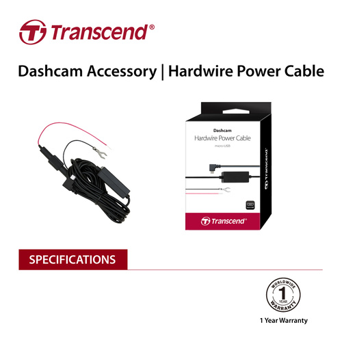 TRANSCEND TS-DPK2 Dashcam hardwire kit for DrivePro, Micro-B (For DP230 / DP130 / DP110)
