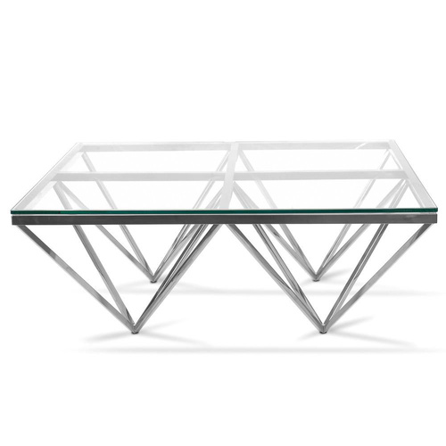 Pinnacle Silver Coffee Table - Clear Glass