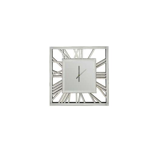Decorative silver mirrored clock - 60cm