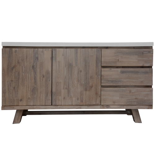 160cm Acacia Timber Buffet with Concrete Top - White