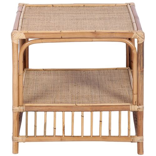 Porirua 51cm Rattan Cane Side Sofa End Lamp Table - Natural