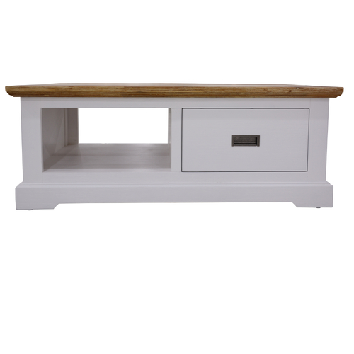Coffee Table 120cm 1 Drawer Solid Acacia Timber Wood - Multi Color