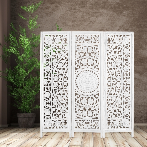 Staunton 3 Panel Room Divider Screen Privacy Shoji Timber Wood Stand - White