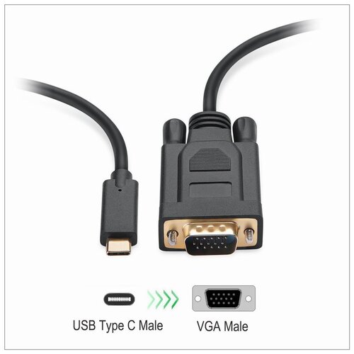 1.8M Type C USB-C Thunderbolt 3 to VGA Cable Male to Male Converter for MacBook