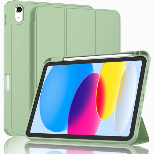 iPad 10th Case 10.9 Inch 2022 with Pencil Holder, Smart iPad Case with Soft TPU Auto Wake Sleep Green