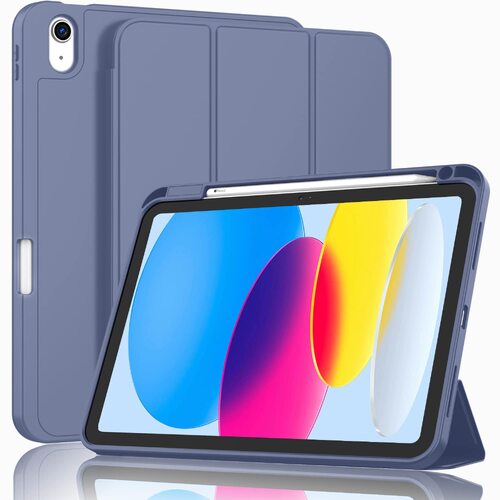 iPad 10th Case 10.9 Inch 2022 with Pencil Holder, Smart iPad Case with Soft TPU Auto Wake Sleep Lavender