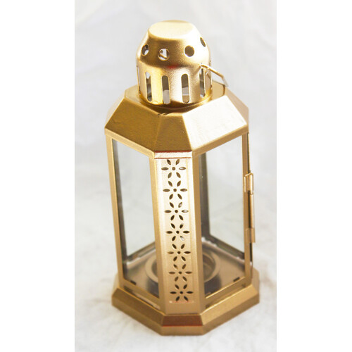 Gold Metal Miners Lantern Summer Xmas Wedding Home Party Room Balconey Deck Decoration 21cm Tealight Candle