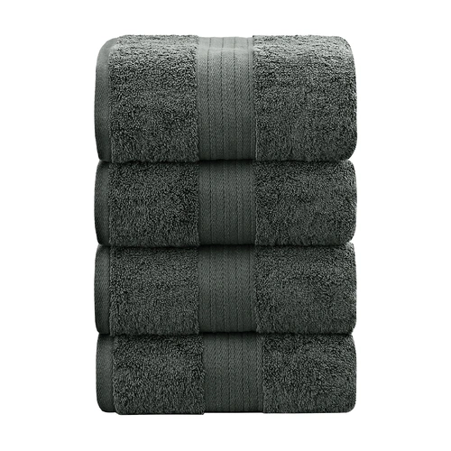 4 Piece Cotton Bath Towels Set - Charcoal