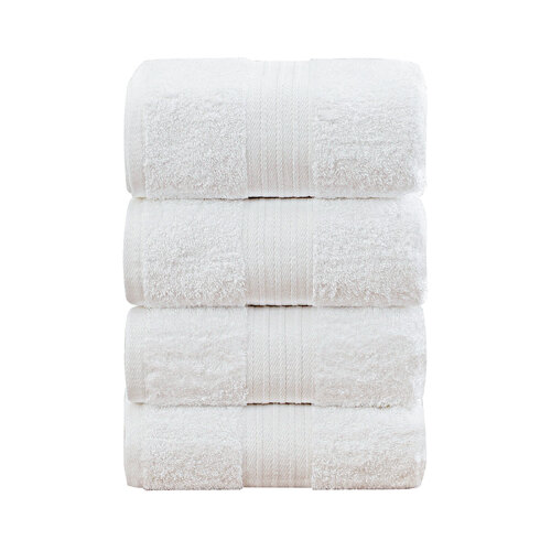 4 Piece Cotton Bath Towels Set - White