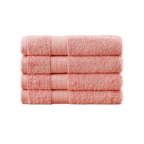 Bath Towel 4 Piece Cotton Hand Towels Set - Coral