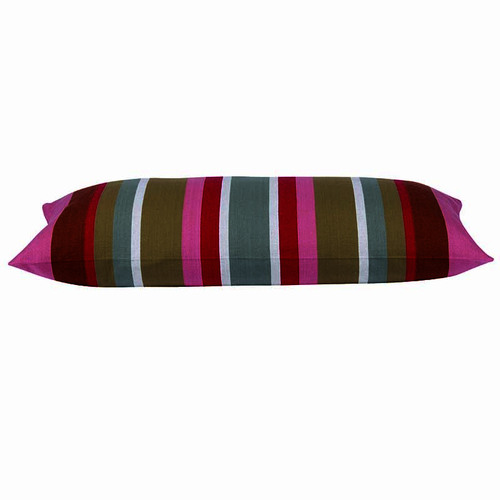 Corban Rose Pink Based Striped Cushion Cover Multicoloured Rectangle 35x70cm