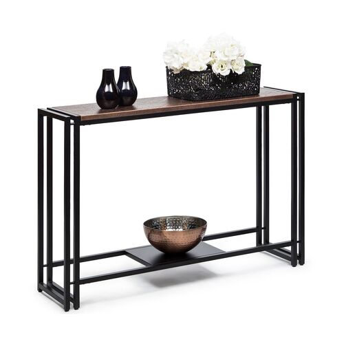 Sleek Hallway Console Table with Copper Textured Top