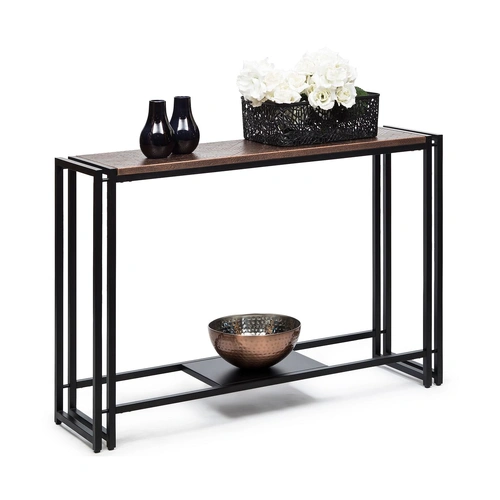 Sleek Hallway Console Table with Copper Textured Top