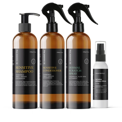 Sensitive Skin Itch Pack: Dog Shampoo, Conditioner, Dermal Scratch Spray & Cream