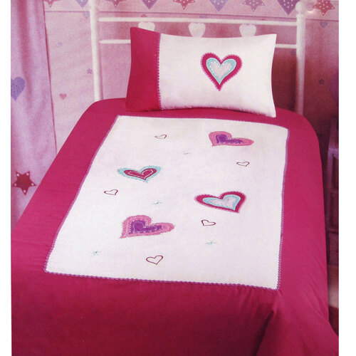 Amia Hearts Embroidered Quilt Cover Set Single