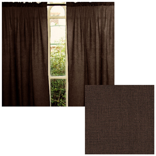 Pair of Polyester Cotton Rod Pocket Unlined Curtains 110 x 213 cm each Chocolate Dots