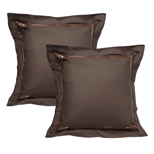 Accessorize Pair of Sequins Chocolate European Pillowcases 65 x 65 cm
