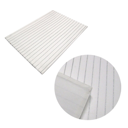 Silver Stripes Cotton Metallic Print Table Runner 33 x 180 cm