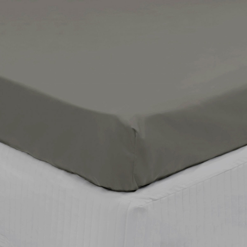 300TC Cotton Fitted Sheet Long Single Size Charcoal