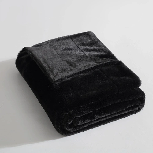 Ardor Benz Faux Fur Soft Plush Throw Rug 130x170cm Black