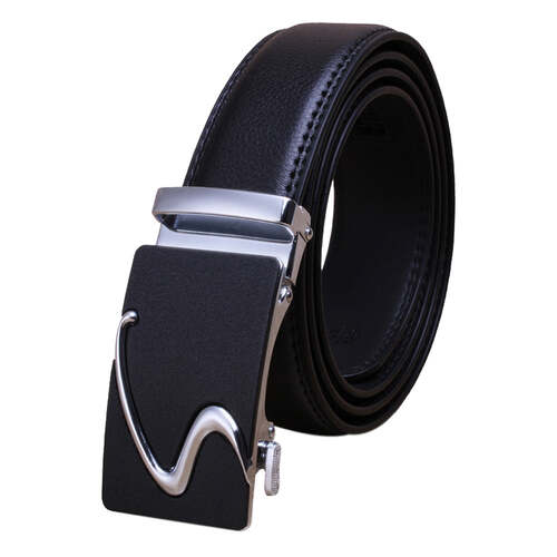 Genuine Leather Belt Men's Plate Reversible Buckle Business Dress Belts (Style 02)