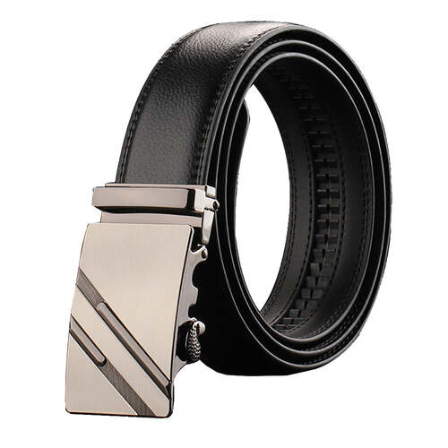 Adjustable Slide Luxury Leather Belt For Men's Automatic Buckle Ratchet Business Dress Belts (FB8502#15)