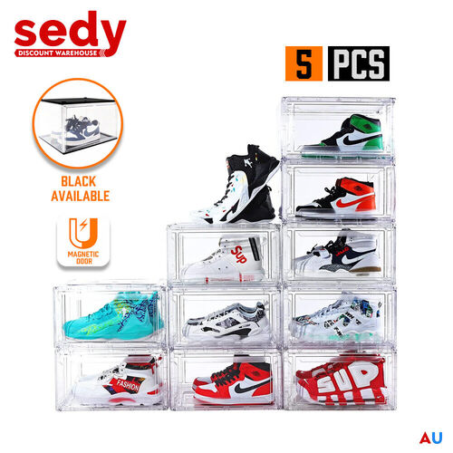 5PC  Stackable Shoe Display Box Hard Acrylic Sneaker Storage Containers Case