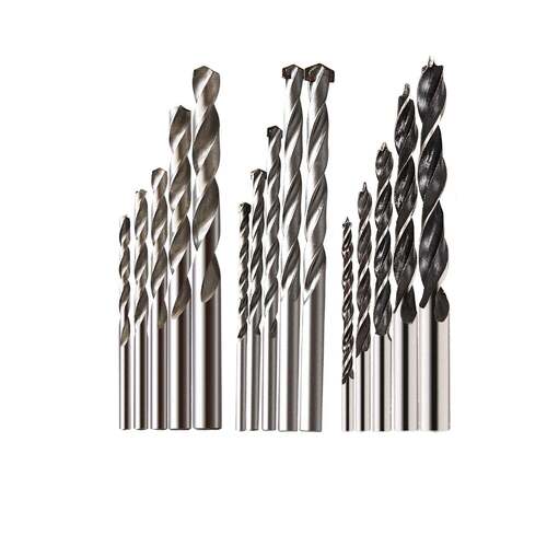 15Pc HSS Drill Bits Combination Set Wood Metal & Concrete Drilling Metric Titanium