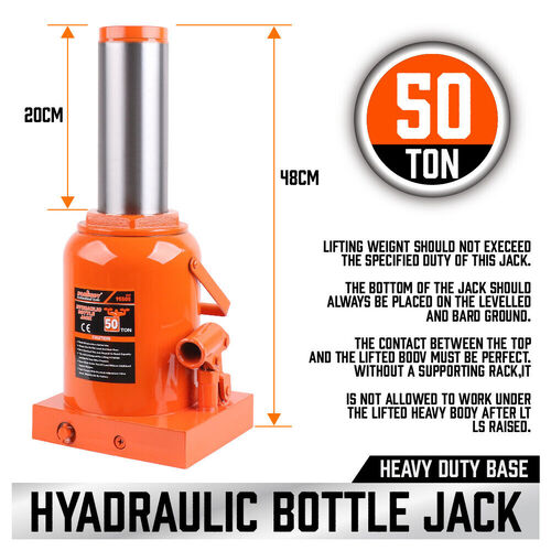 HEAVY DUTY 50 Ton Hydraulic Bottle Jack Metal Lift STEEL CAR VAN Color Random
