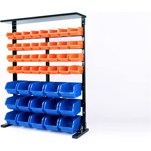 50-Piece Bin Wall Mounted Parts and Tool Storage Rack Organizer Rack for Workshop Tools