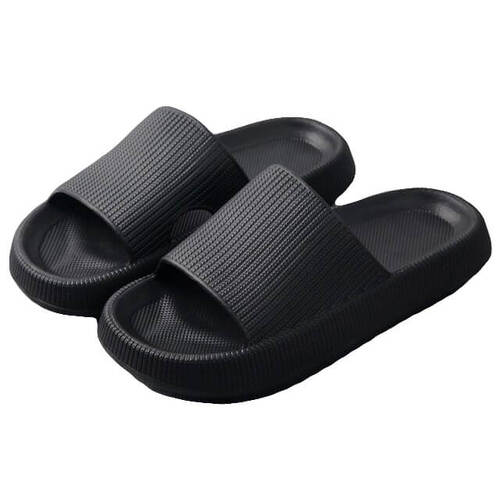 Pillow Slides Sandals Non-Slip Ultra Soft Slippers Cloud Shower EVA Home Shoes, Black, 38/39