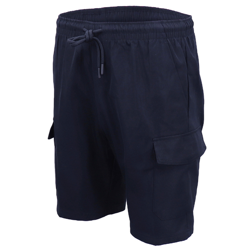 Men's Cargo Shorts 4 Pockets Cascual Work Trousers Active Pants Elastic Waist, Navy, M