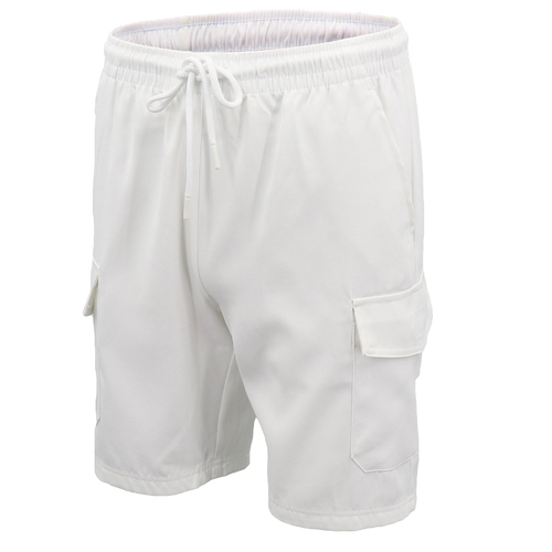 Men's Cargo Shorts 4 Pockets Cascual Work Trousers Active Pants Elastic Waist, White, XL