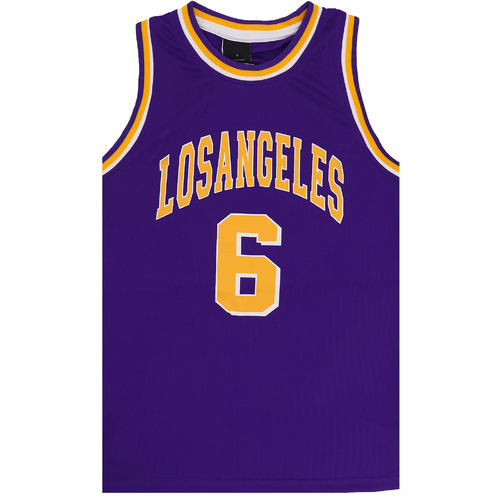Kid's Basketball Jersey Tank Boys Sports T Shirt Tee Singlet Tops Los Angeles, Purple - Los Angeles 6, 2