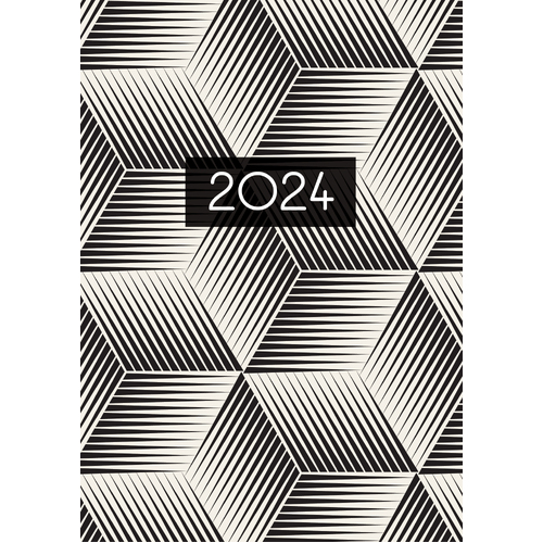 Black & White - 2024 A5 Padded Cover Diary Premium Planner Book New Year Gift