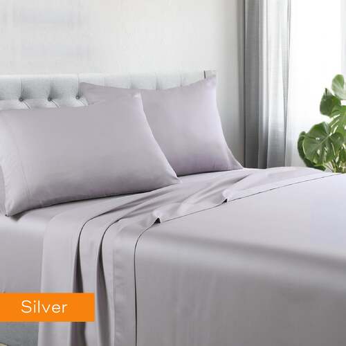 1200tc hotel quality cotton rich sheet set king single silver