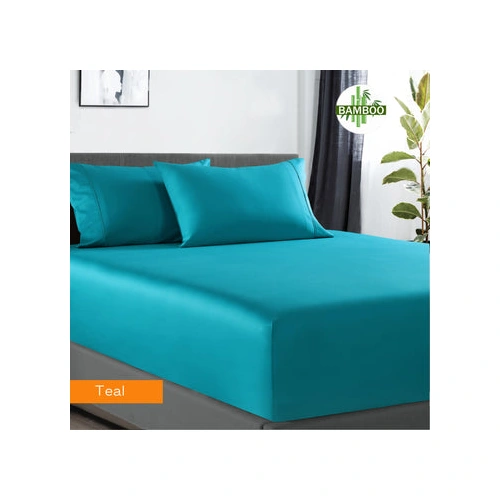400 thread count bamboo cotton 1 fitted sheet with 2 pillowcases double teal