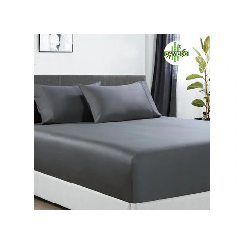 400 thread count bamboo cotton 1 fitted sheet with 2 pillowcases king single charcoal