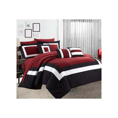 10 piece comforter and sheets set king red