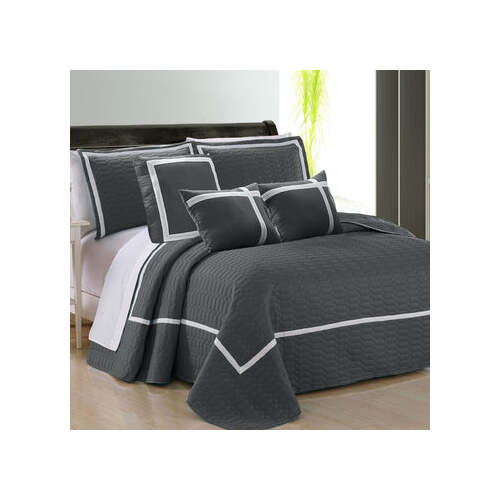 6 piece two tone embossed comforter set king charcoal