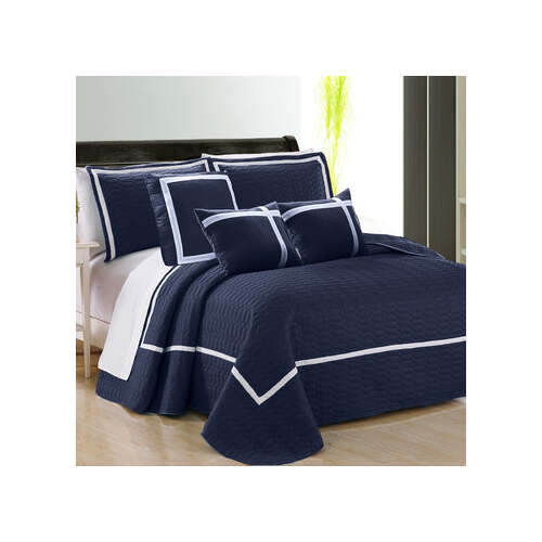 6 piece two tone embossed comforter set king navy