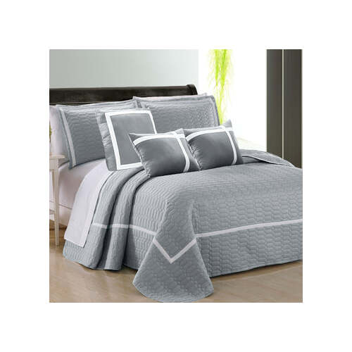 6 piece two tone embossed comforter set king silver