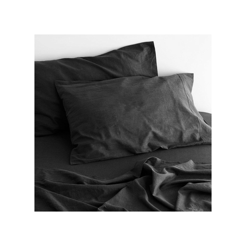 luxurious linen cotton sheet set 1 king single charcoal